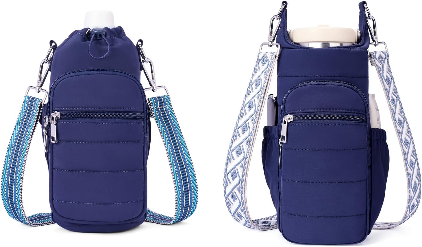 Water Bottle Bag 40 oz Crossbody Bag Insulated Carrier Purse Holder for Walking Hiking with Adjustable Strap