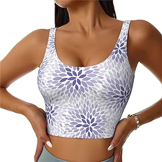 Sujetadores deportivos para mujer, de alto apoyo, diseño de flores de color lila abstracto, para correr, entrenamiento, sin mangas