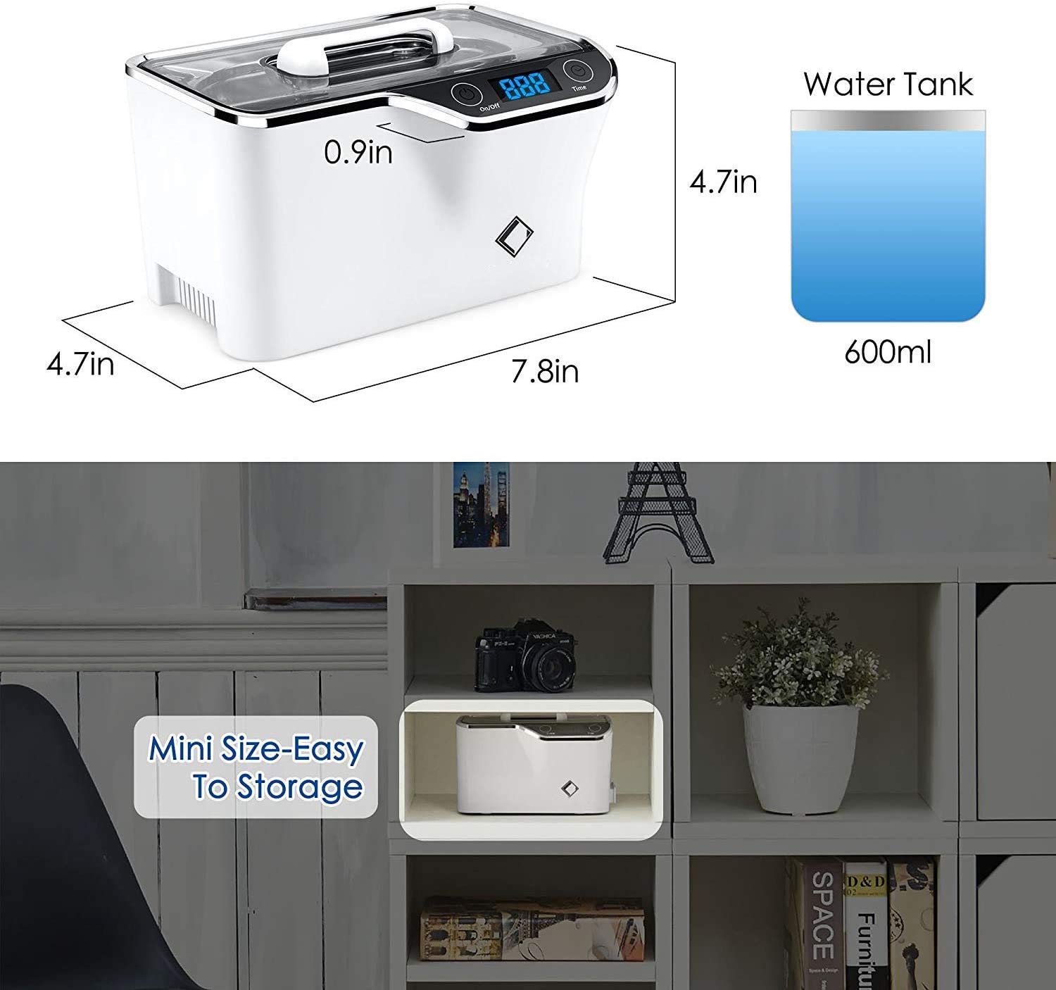 Ultrasonic Jewelry Cleaner Life Basis Ultrasonic Cleaner Machine Portable 600ML Touch Control, with Watch Holder Silver Jewelry Cleaner for Eyeglasses, Retainer, Watches, Dentures, Rings, Coins : Industrial & Scientific