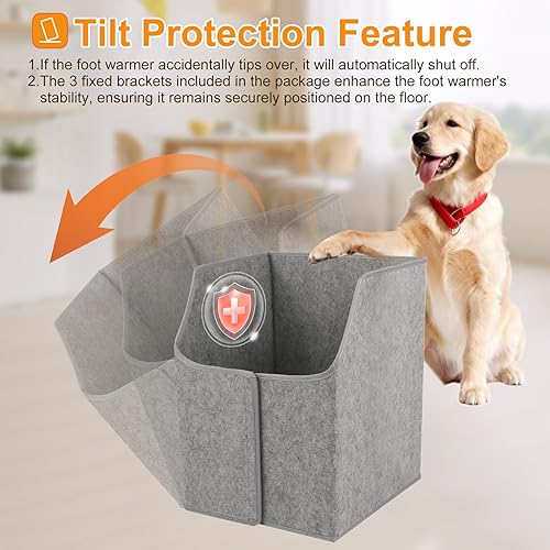 Miniatura 5 de Calentador para debajo del escritorio con manta, calentador de espacio plegable de 5 pliegues con temporizador y termostato, calentador eléctrico de