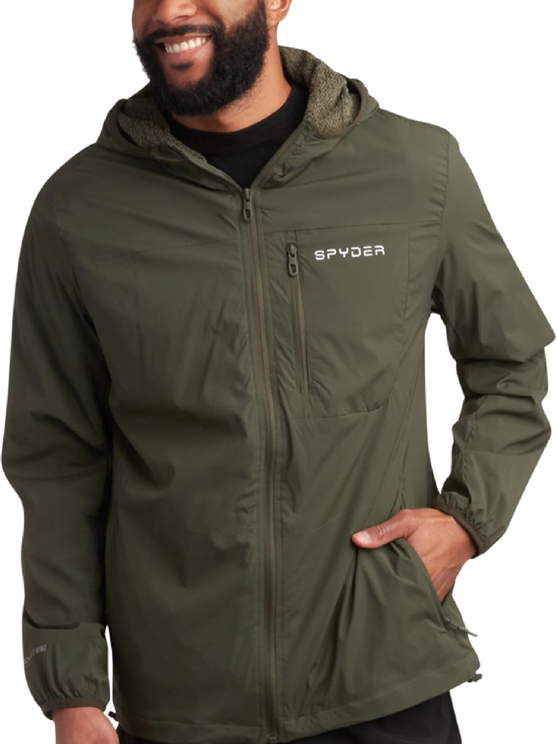 Spyder Mens Rain Jacket - Water Resistant Hooded Windbreaker Lightweight Rain Coats for Travel and Golf (Sizes: S-L) - Image 2