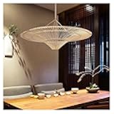 Japanese Rattan Pendant Light Wicker for Living Room Restaurant Shop Decor Handmade Straw Hat, Home décor
