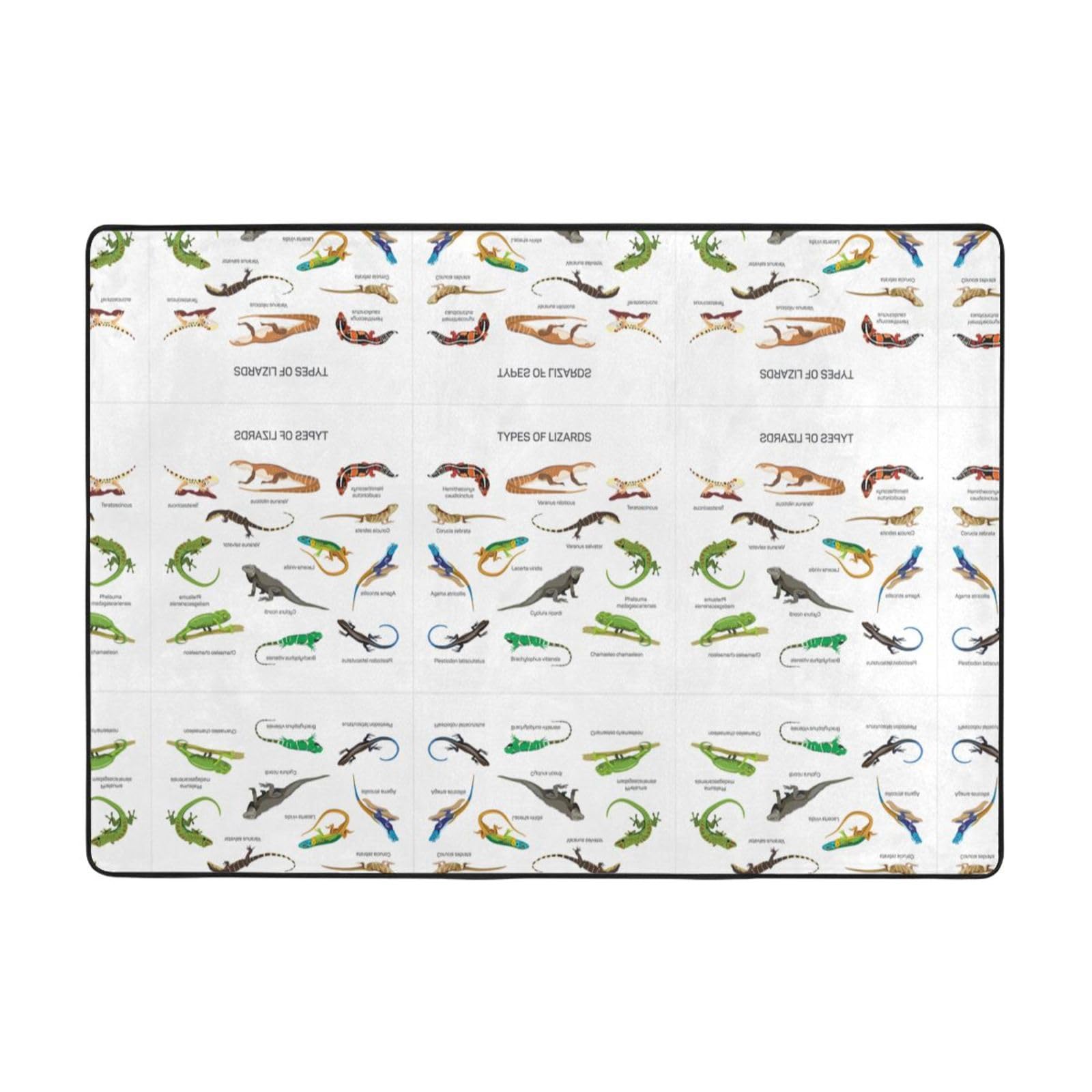 Tapis imprimé lézard 203x147 cm pour salon et bureau grand format style moderne
