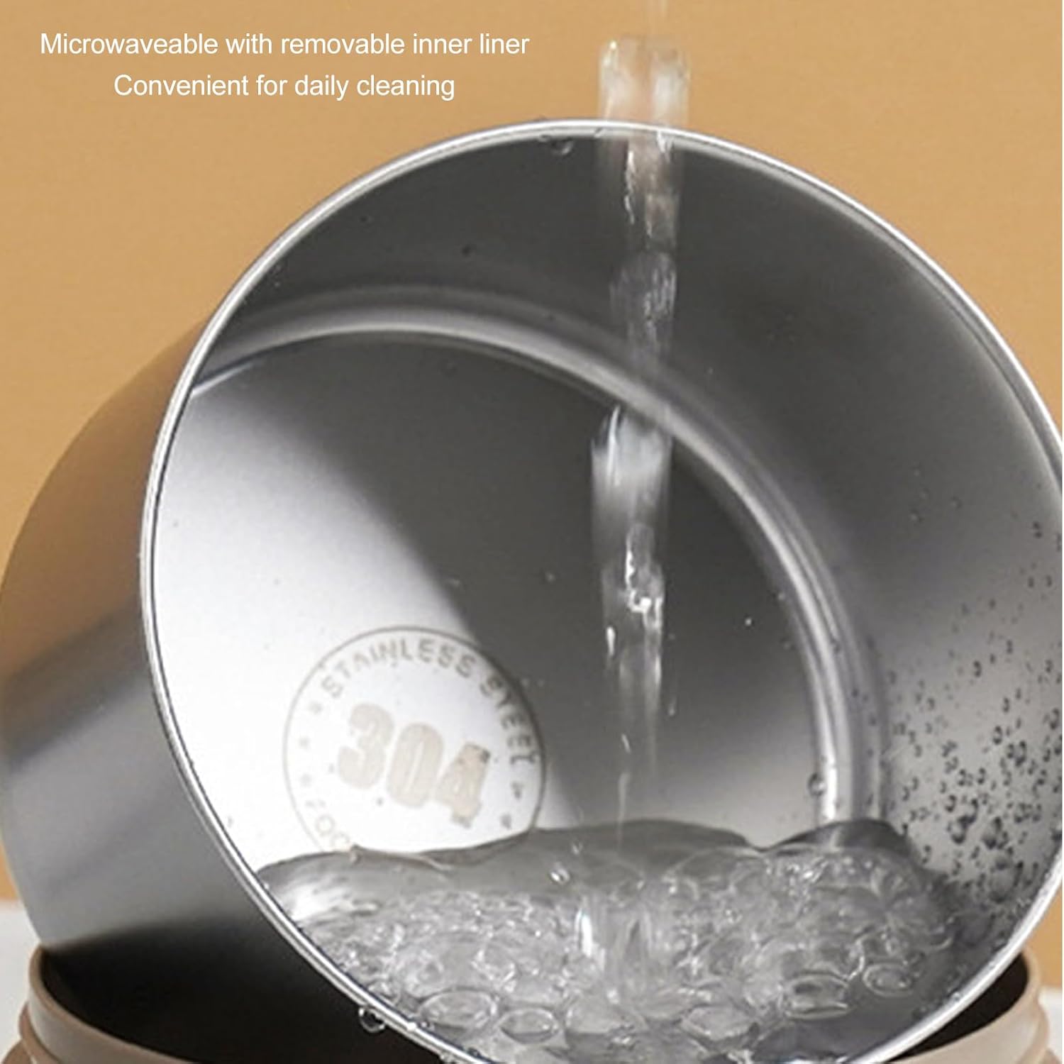 Sorandy Thermal Cooking Pot, 420ml 304 Stainless Steel Lunch Container Double Layer Insulated Food Container Portable Round Thermal Lunch Container for Work School Outdoor Dining (#3) - Image 5