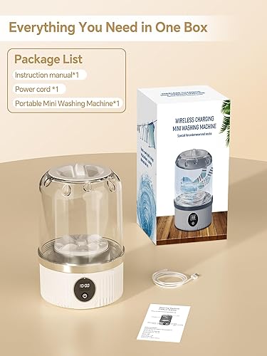 Miniatura 6 de Mini lavadora portátil, lavadora de ropa interior recargable, ropa delicada para muñecas, calcetines, bikinis, adecuada para viajes, apartamentos,