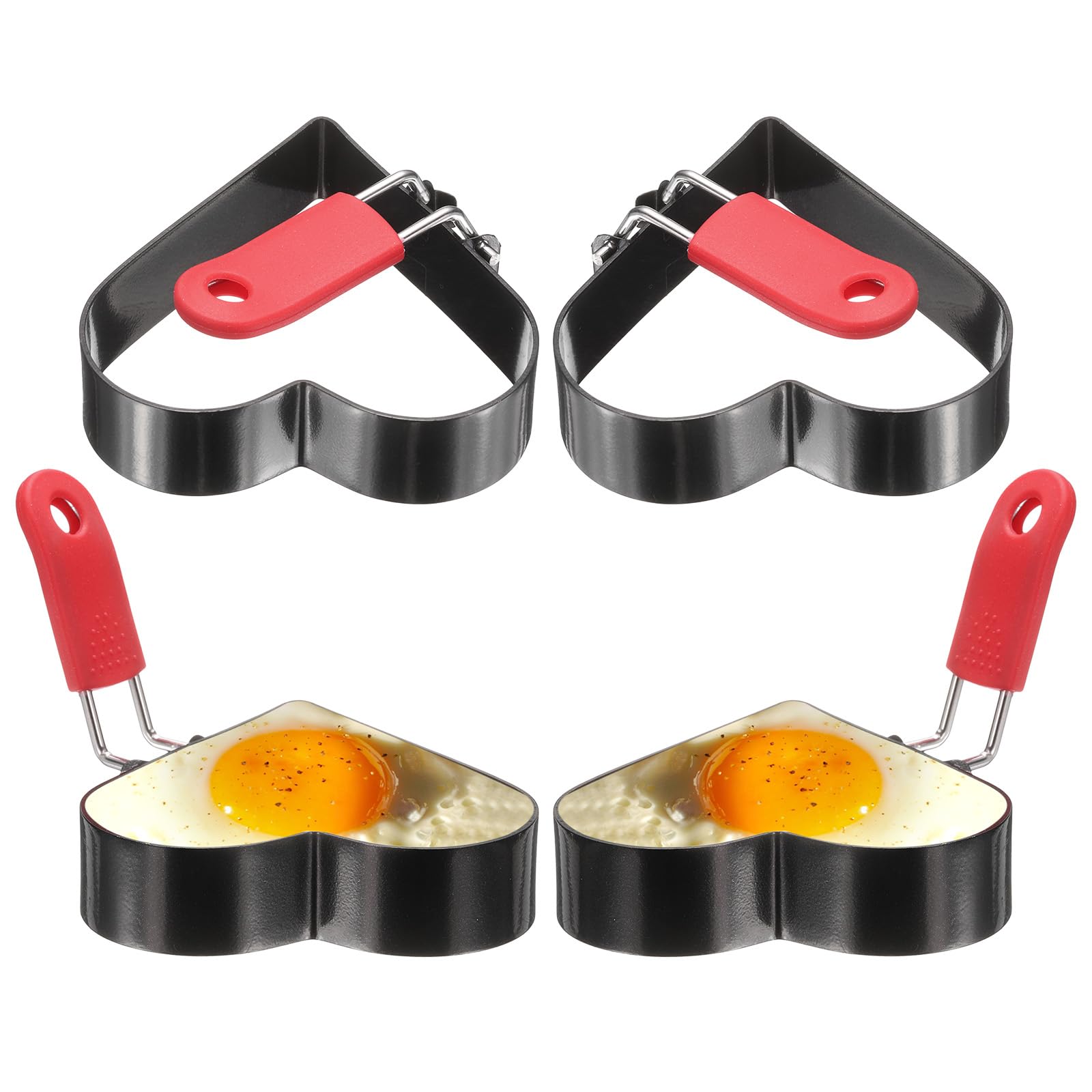 Anillos de huevo para freír tortillas de acero inoxidable moldes antiadherentes con mango silicona