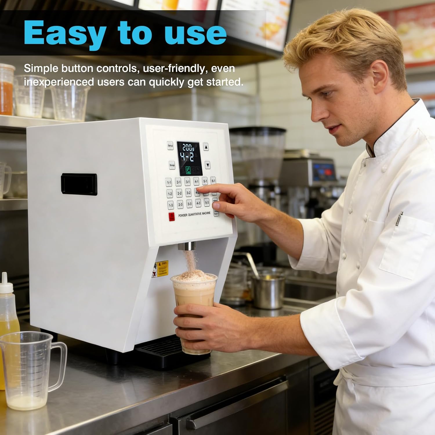 Automatic Fruit Powder Dispenser 3.5L Powder Quantitative Machine Portable Powder Filling Machine 110V Digital Powder Dispensing Machine for Commercial & Home Use Bubble Tea Equipment