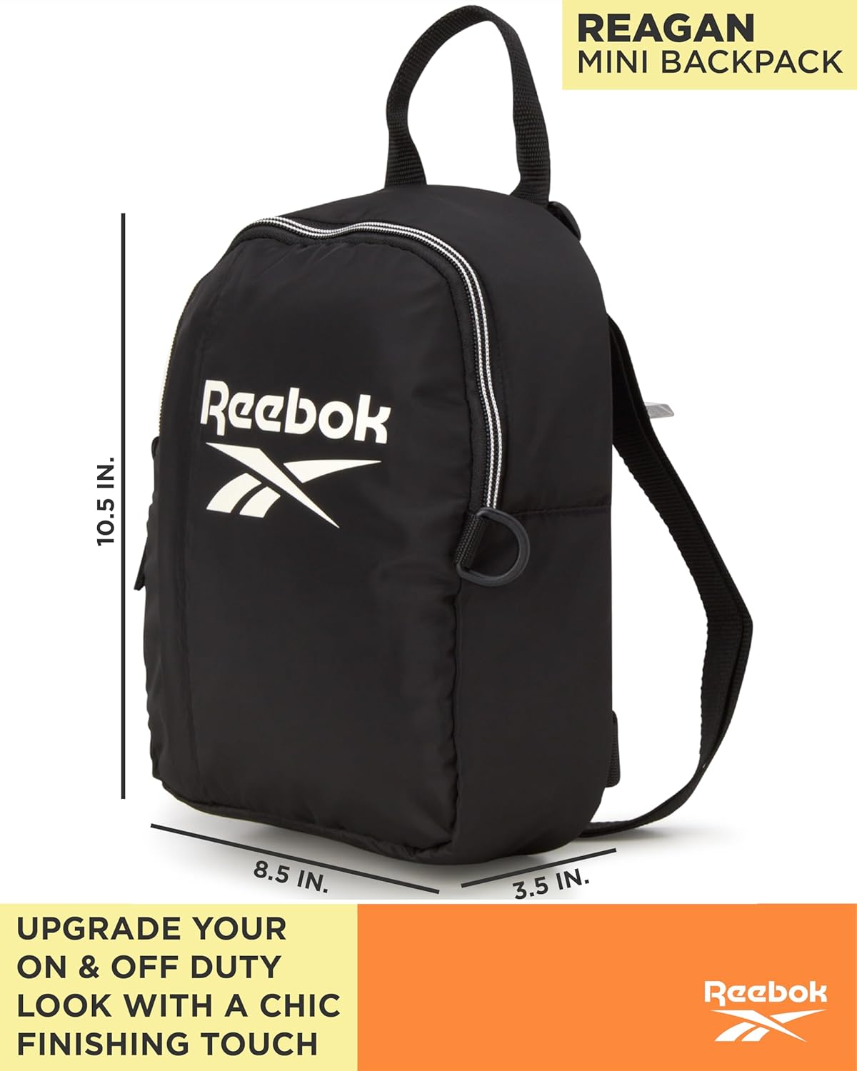Reebok Womens Backpack - Zipper Closure Mini Lightweight Backpack Purse for Women - Everyday Bag & Travel Bag for Women, Reagan Black - Image 3