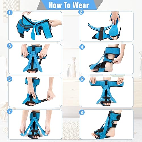 Miniatura 6 de Férula nocturna para fascitis plantar, férula de alivio ajustable para mujeres y hombres, alivio de apoyo, tendinitis de Aquiles y caída del pie