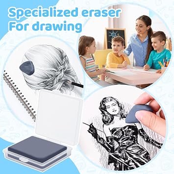 2PCS Kneaded Eraser for Artists,Grey Kneadable Eraser with Storage Case,Absorbent Kneaded Erasers for Drawing Art,Art Eraser for Sketching (2 Pcs)