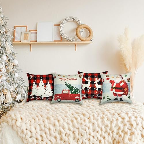 Miniatura 4 de Fundas de almohada de Navidad de 18 x 18 pulgadas, decoración de vacaciones de invierno, funda de almohada de Navidad para sofá, decoración del