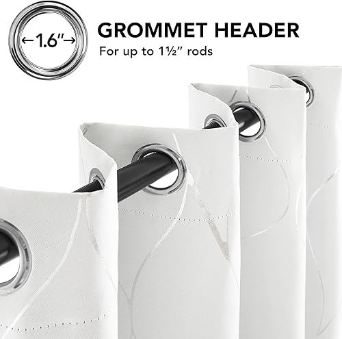 Miniatura 5 de Deconovo Cortinas opacas con estampado de ondas plateadas u doradas, aislamiento térmico y reducción de ruido, cortinas con ojales para dormitorio y