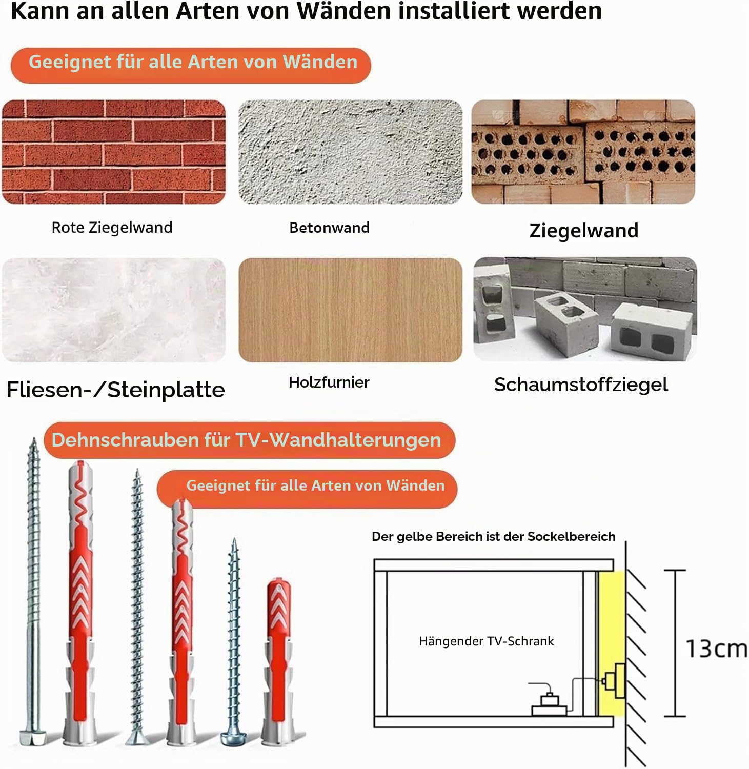 zaqiming TV Schrank Hängend TV Lowboard mit 2 Schubladen Fernsehschrank für das Wohnzimmer und Schlafzimmer,Größen und Farben erhältlich