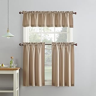 No. 918 Martine Microfiber Semi-Sheer Rod Pocket Kitchen Curtain Valance...