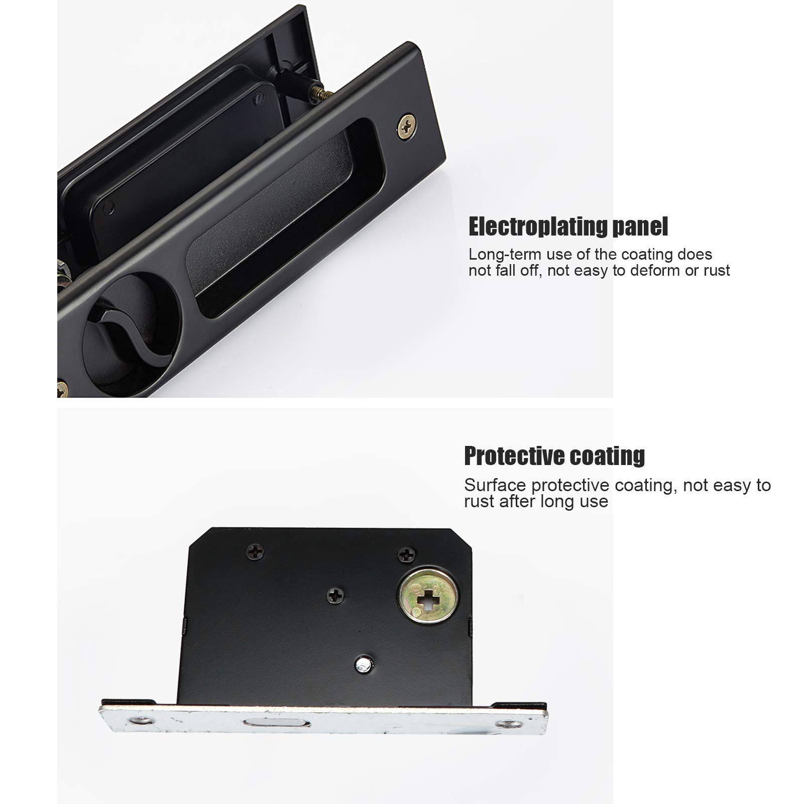 Sliding Door Lock, Zinc Alloy Sliding Barn Door Mortise Latch Lock Invisible Recessed Handle Latch - Image 4