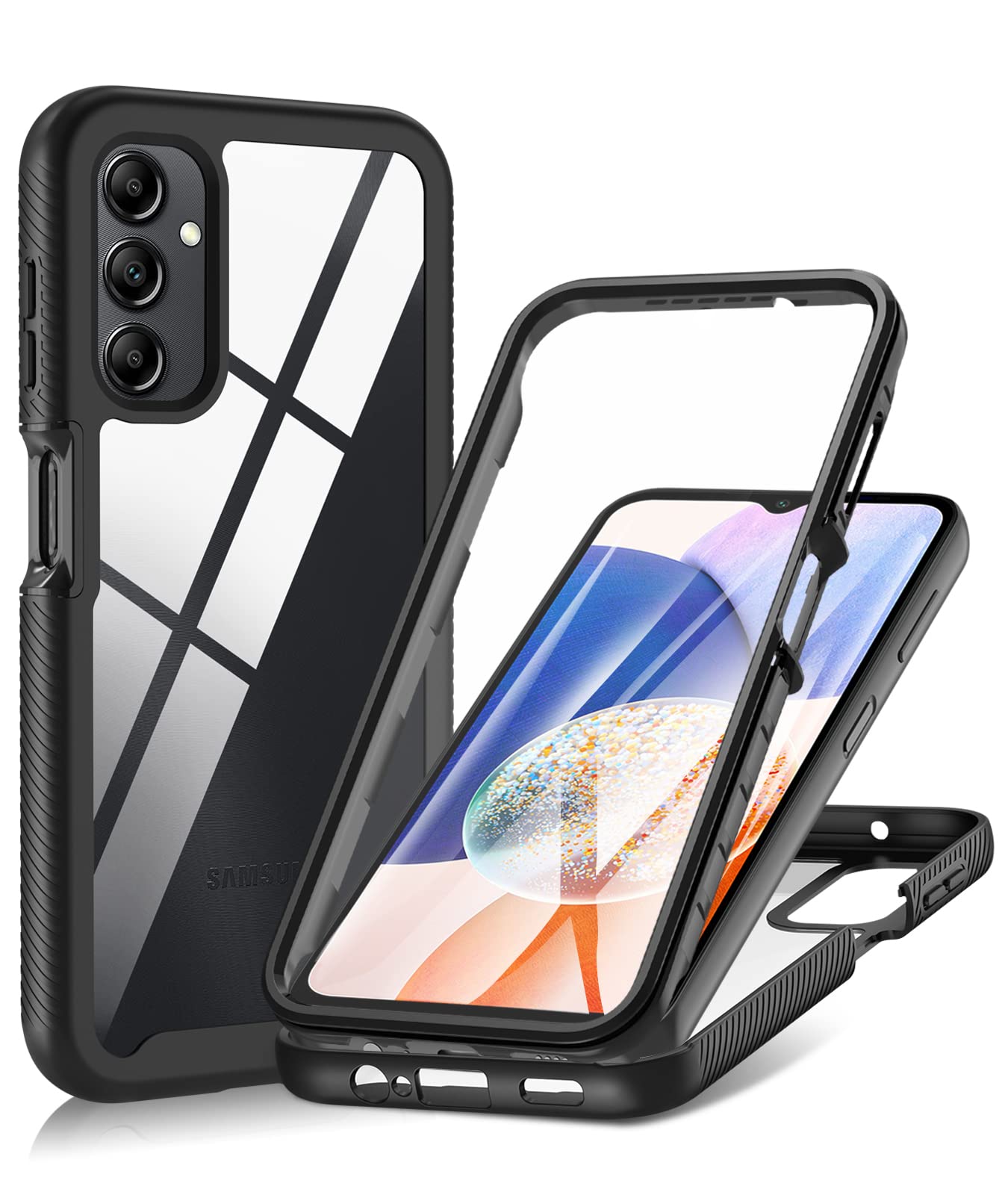 Phone Case for Samsung Galaxy A55 Built-in Screen tector, 360 Degree Full Body tection Shockof Rugged Silicone Bumper Clear Back Case Cover for Samsung Galaxy A55 - Black