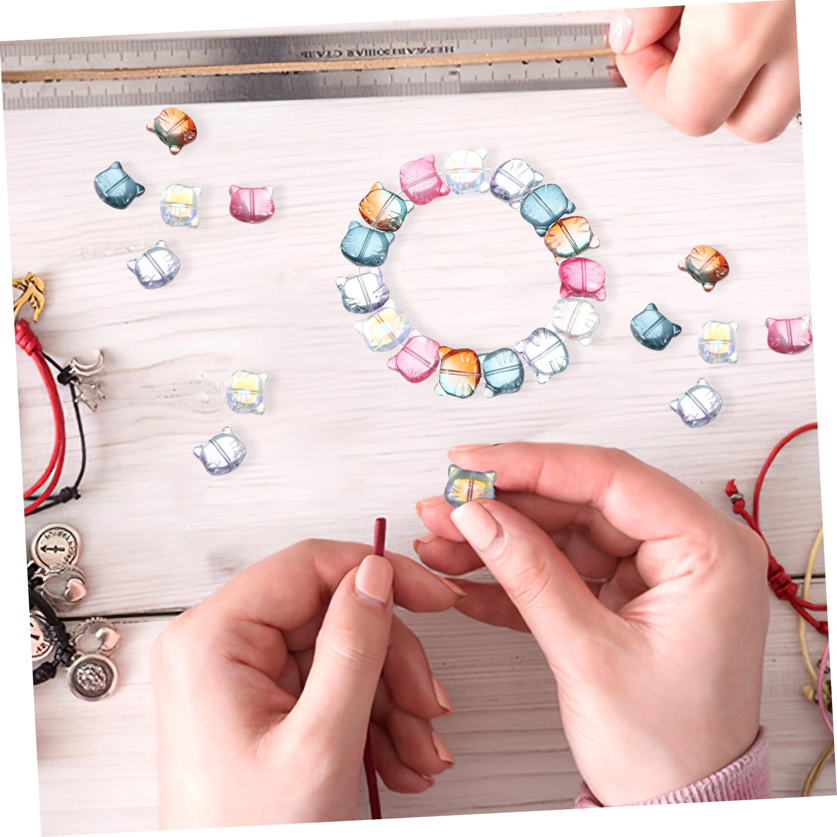 jojofuny 250piezas Cuentas De Gato Para Pulseras Cuentas De Animales Sueltas Con Para Manualidades y Joyería Infantil