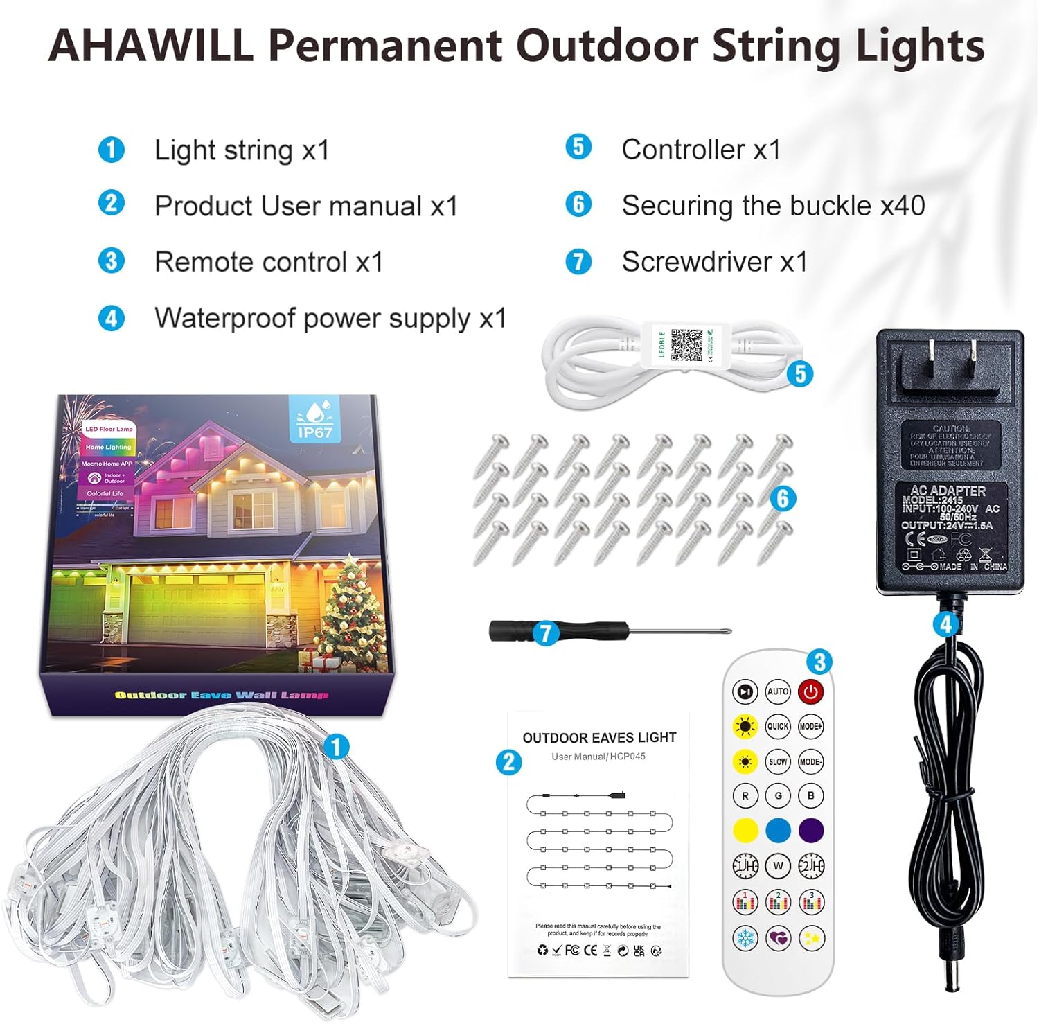 100FT Christmas Permanent Outdoor Lights,RGB Eaves Lights with App & Remote Control,DIY Multi-Color Scene Modes,IP67 Waterproof,Outdoor Strings for House,Holiday Decorations for Christmas - Image 9