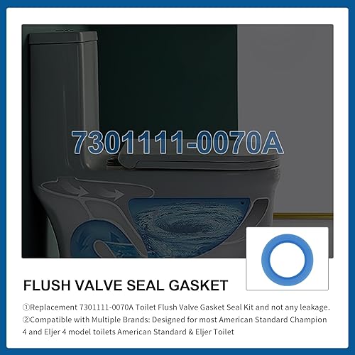 Miniatura 4 de 7301111-0070A Kit de juntas de válvula de descarga de inodoro para repuesto de inodoro American Standard y Eljer por Hibbent (paquete de 3)