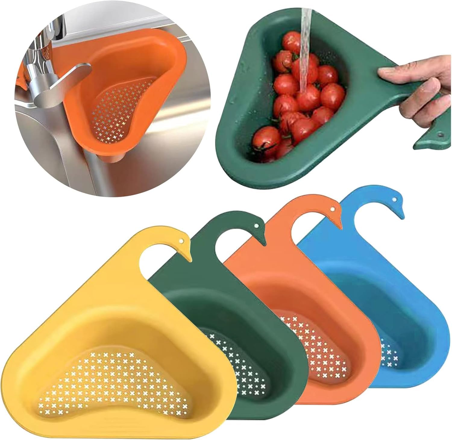 CREDSY Kitchen Sink Drain Basket, Multifunction Triangular Swan Shape Kitchen Sink Corner Food Catcher Kitchen Sink Strainer, Kitchen Waste Drainer Basket (Multicolor, Pack of 2) (B0DCW34J6C) Amazon Price History, Amazon Price Tracker