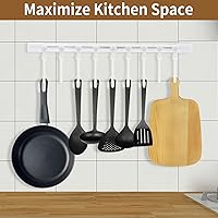 Vista 7 de Kitchen Utensil Hanging Rrack - Hooks for Kitchen Utensils, No Drilling Wall Mounted Utensil Holder, Kitchen Rail Rack with 10 Hooks Hanger for