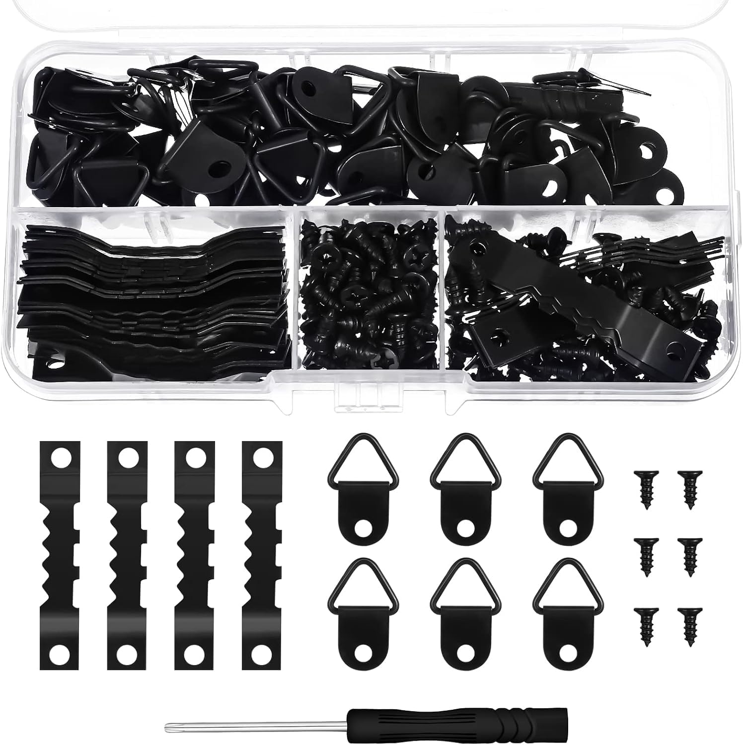 251 Pcs Picture Hanging Kit Heavy Duty Picture Hangers with Screws Black Picture Frame Mounting Hardware Picture Frame Hanging Kit Picture Hanging Hardware Tool for Frame Hanging