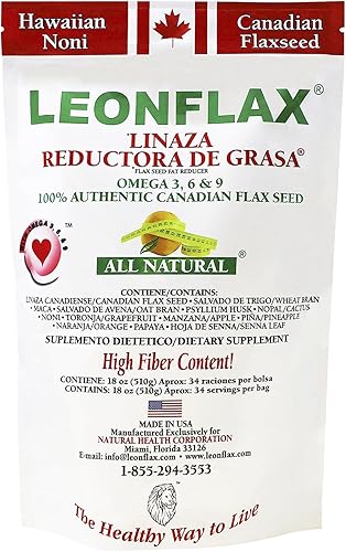 Leonflax 100 Auténtica semilla de linaza canadiense Ingredientes Naturales Alto contenido de fibra Suplemento alimenticio que te ayudará a mejorar
