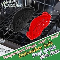 Vista 3 de AUOON Escurridor con clip de silicona para todas las ollas y sartenes, escurridor de pasta con clip para carne, verduras, fruta, escurridor de Gris