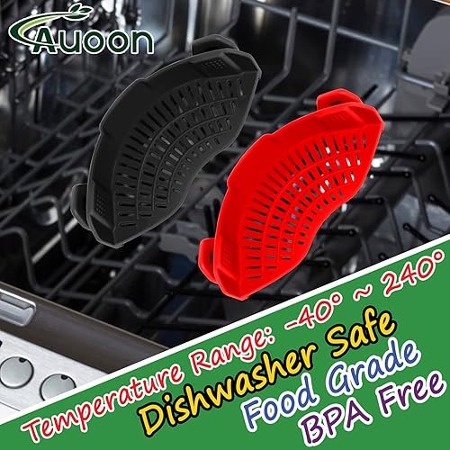 Miniatura 3 de AUOON Escurridor con clip de silicona para todas las ollas y sartenes, escurridor de pasta con clip para carne, verduras, fruta, escurridor de Gris