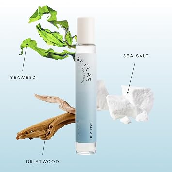 Skylar Salt Air Travel Perfume for Women - Mini Fresh Beach Perfume, Driftwood, Sea Salt & Water Lily Notes - Hypoallergenic, Vegan, Clean Fragrance for Sensitive Skin - 10mL / 0.33 Fl oz