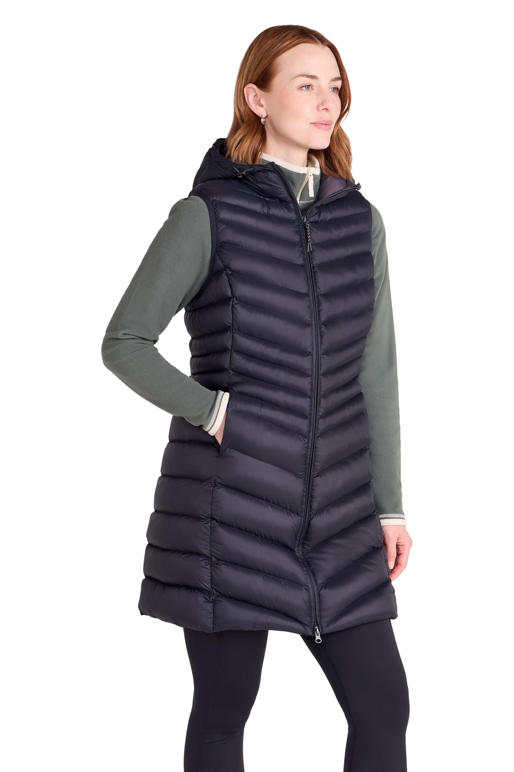Mountain Warehouse Women's Florence Long Padded Gilet Waterproof Jacket in Black | Size: 12