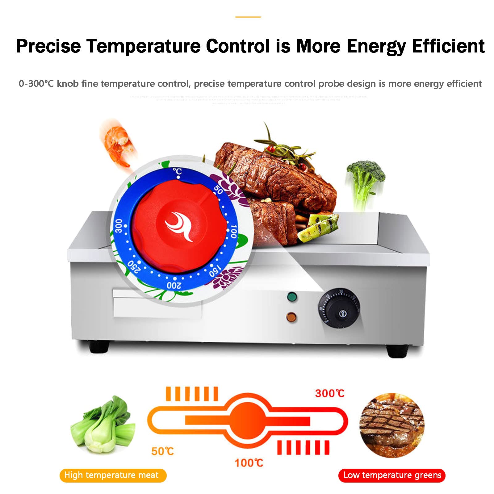 Plancha Eléctrica, Plancha Eléctrica Para Encimera, Parrilla Plana De Acero Inoxidable, Placa Calefactora, Parrilla De Cocina Para Barbacoa, Control De Temperatura Ajustable, Restaurante, Mesa Teppa
