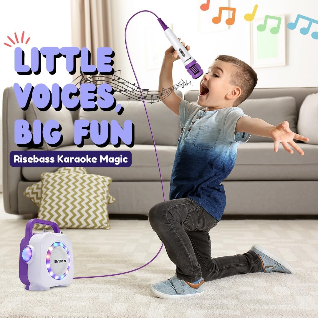 Karaoke Machine for Kids - Bluetooth Speaker with 2 Microphone - Portable Kids Karaoke Machine for Girls and Boys - Birthday Gift for Girls and Boys Ages 2 Years Old and Up.