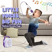 Vista 8 de Máquina de karaoke para niños, altavoz Bluetooth con 2 micrófonos, máquina de karaoke portátil para niños para niñas y niños, regalo de cumpleaños