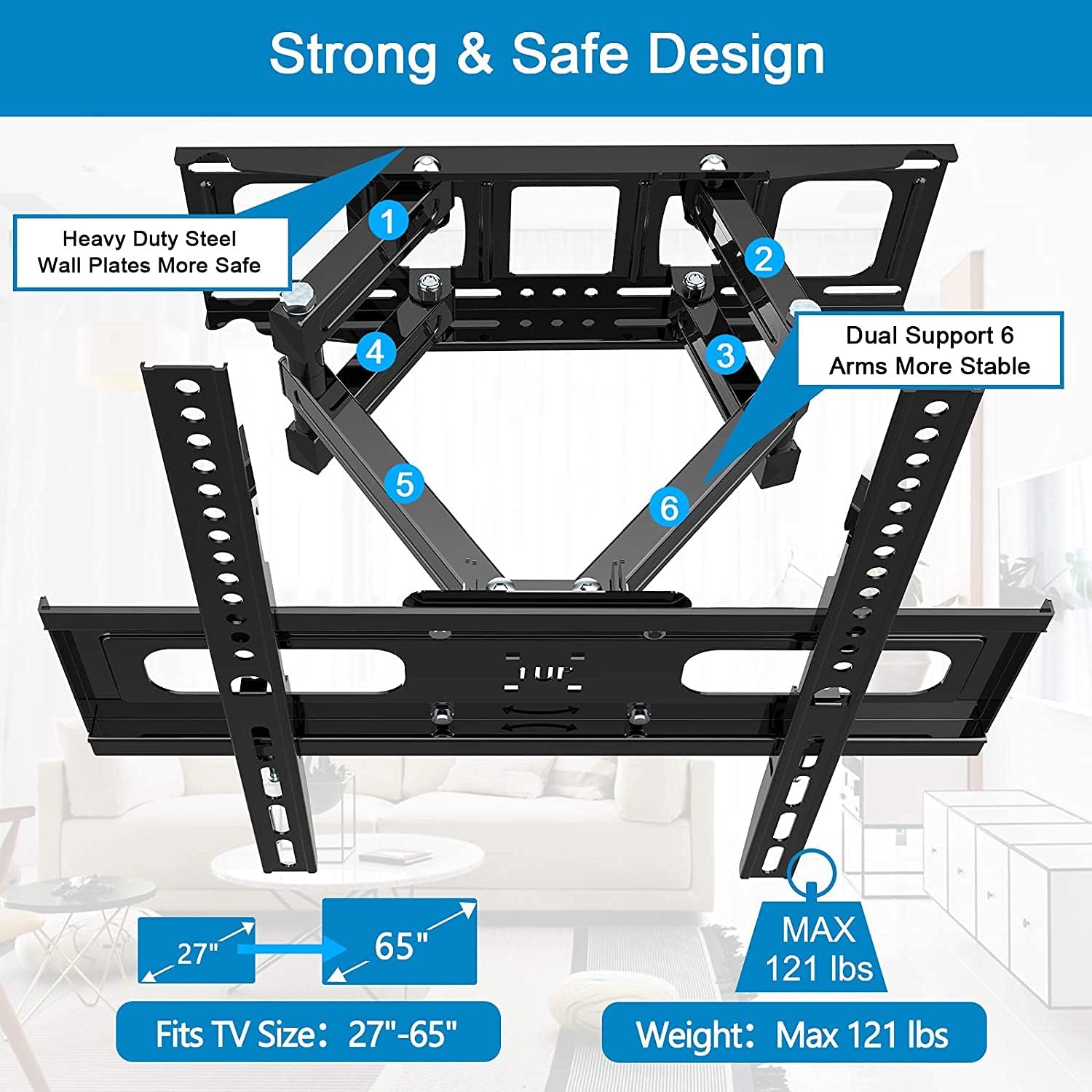 Discount 90% TV Wall Mount Swivel and Tilt, JUSTSTONE Full Motion TV Wall Mount Bracket with Height Setting for Most 27-70 Inch TVs, Articulating Arms with Smooth Extension, Max VESA 400x400mm up to 121lbs Discount 90% TV Wall Mount Swivel and Tilt, JUSTSTONE Full Motion TV Wall Mount Bracket with Height Setting for Most 27-70 Inch TVs, Articulating Arms with Smooth Extension, Max VESA 400x400mm up to 121lbs