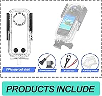 Vista 5 de Funda impermeable para cámara de acción Insta 360 one X3, carcasa protectora de buceo subacuático 40M con accesorios de soporte Carcasa impermeable