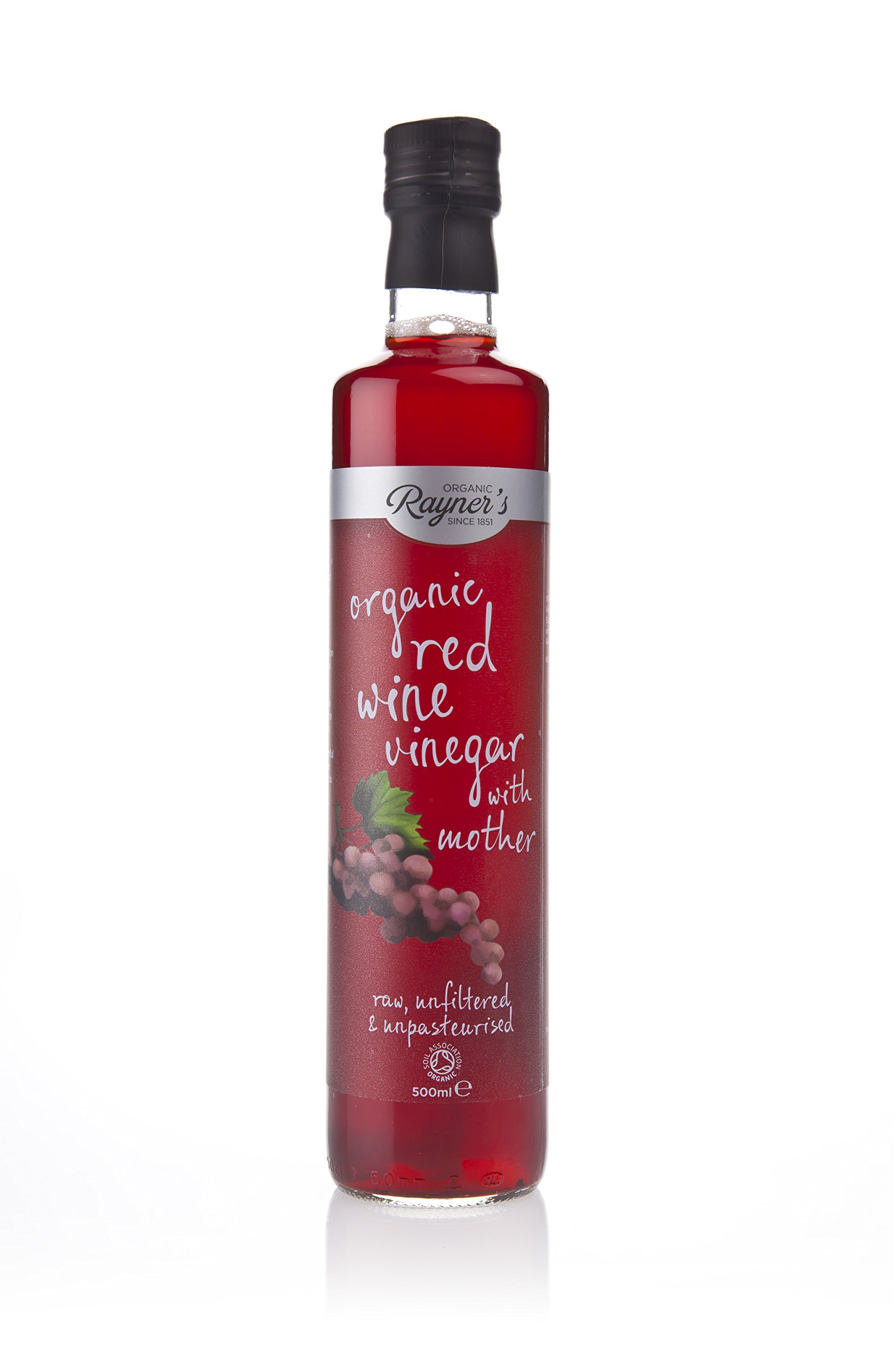 Rayners Aceto di vino rosso crudo biologico con madre, 500 ml, confezione da 3