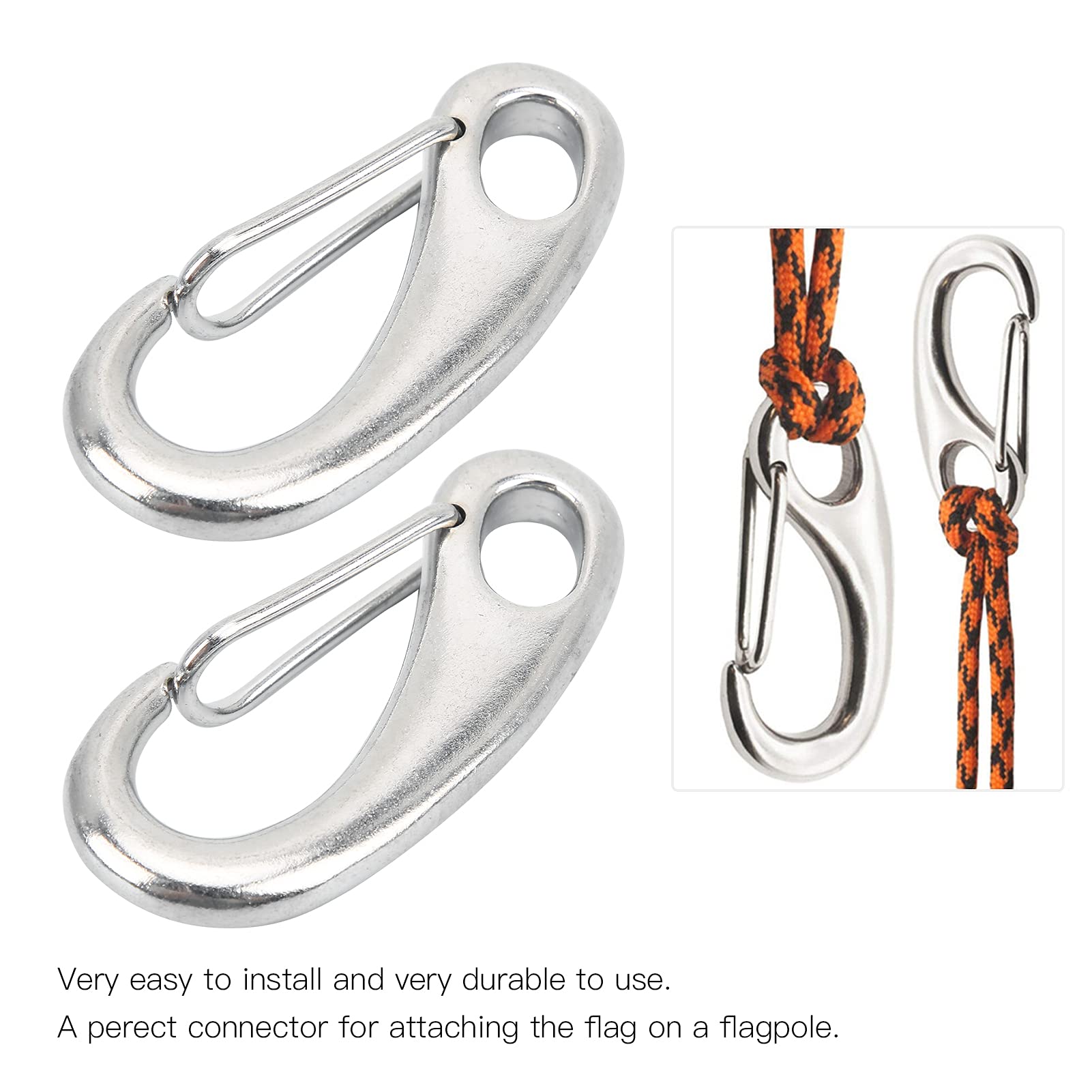 Lot De 4 Mousquetons Doubles En Forme De S - Aluminium Argenté, 88 X 40 Mm, Pour Fixation équipement Léger - 9