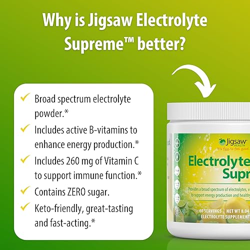 Miniatura 7 de Suplemento Jigsaw Health Electrolyte Supreme delicioso sabor a bayas amplio espectro de electrolitos  oligoelementos 60 paquetes de polvo 1 1