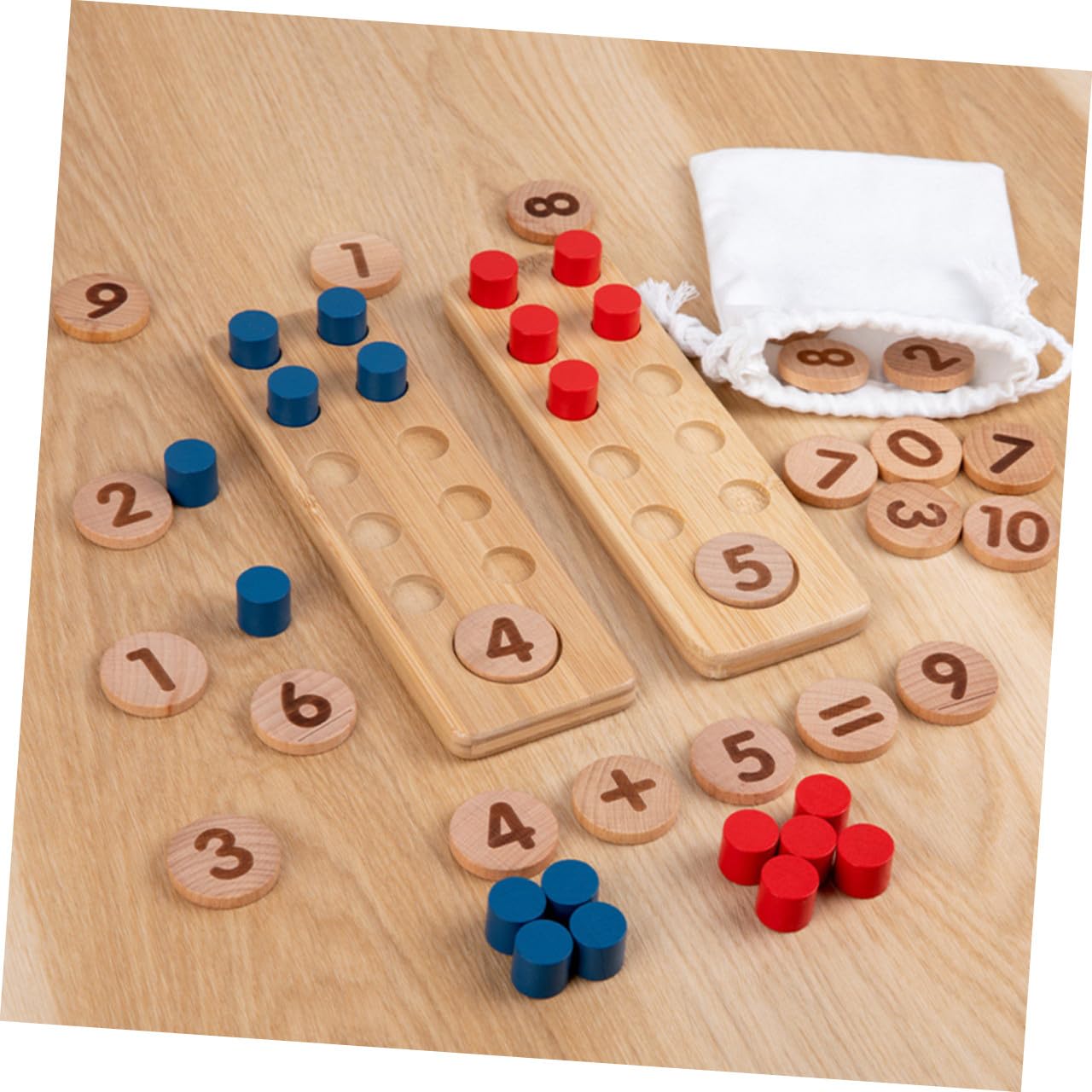 Giocattolo Educativo di Conteggio in Legno per Bambini Piccoli, Gioco Didattico Matematico Numeri Colorati per Apprendimento Precoce e Sviluppo Cognitivo, Set Gioco Montessori
