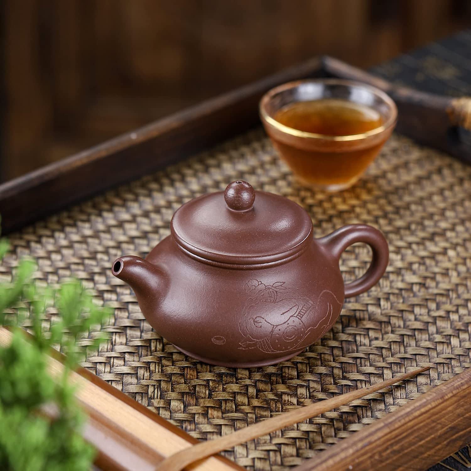 Amazon.co.jp : Zisha ティーポット 9オンス 中国製 本物の粘土