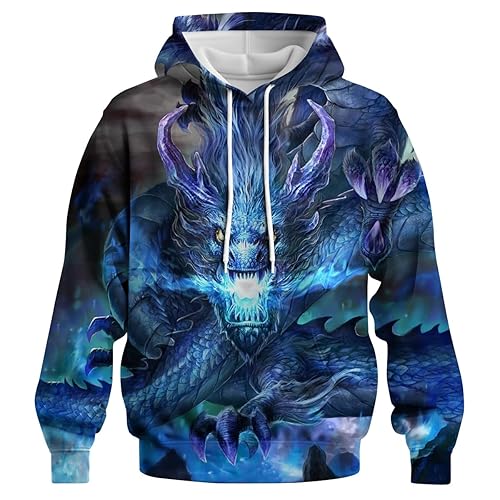 Novelty Long Sleeve Hoodie Funny Fashion Dragon Graphic Sweatshirts