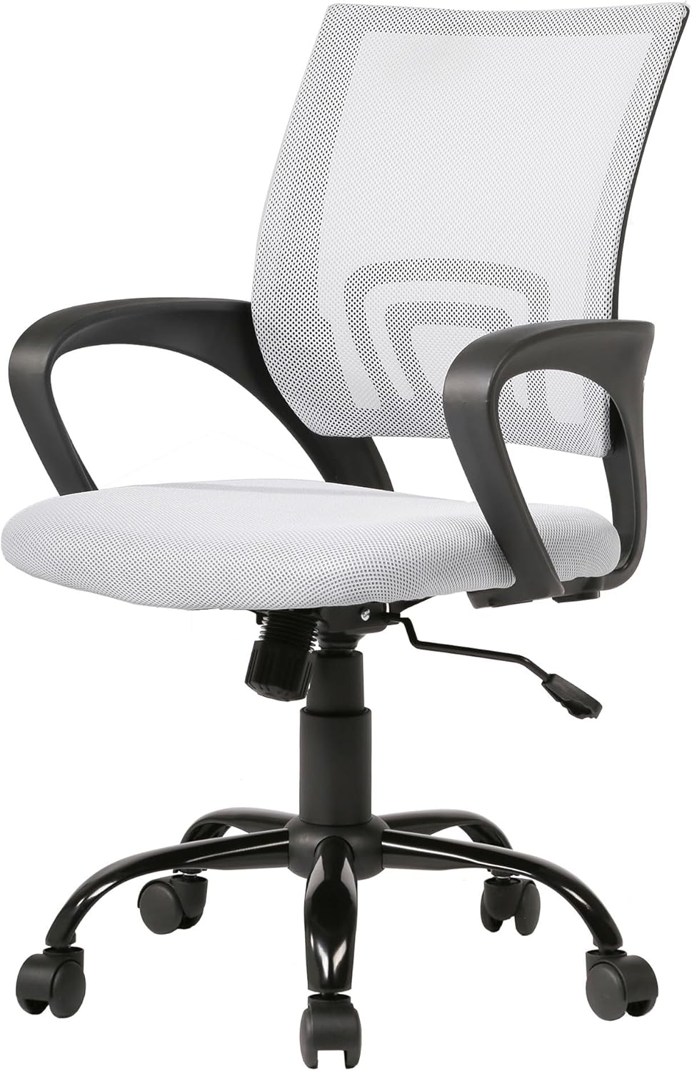 PayLessHere Office Computer Chair Ergonomic Cheap Desk Chair Adjustable Comfortable Mid Back Task Rolling Swivel with Lumbar Support for Home Office (Pack of 1, White)