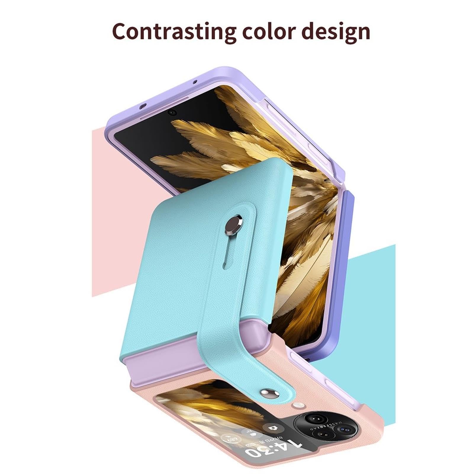 Hülle Für Oppo Find N3 Flip, Mit Einziehbarer Fingerschlaufe, Handheld-Design, Ultradünn, PC, Stoßfest, Ständer, Ganzkörperhülle,Pink