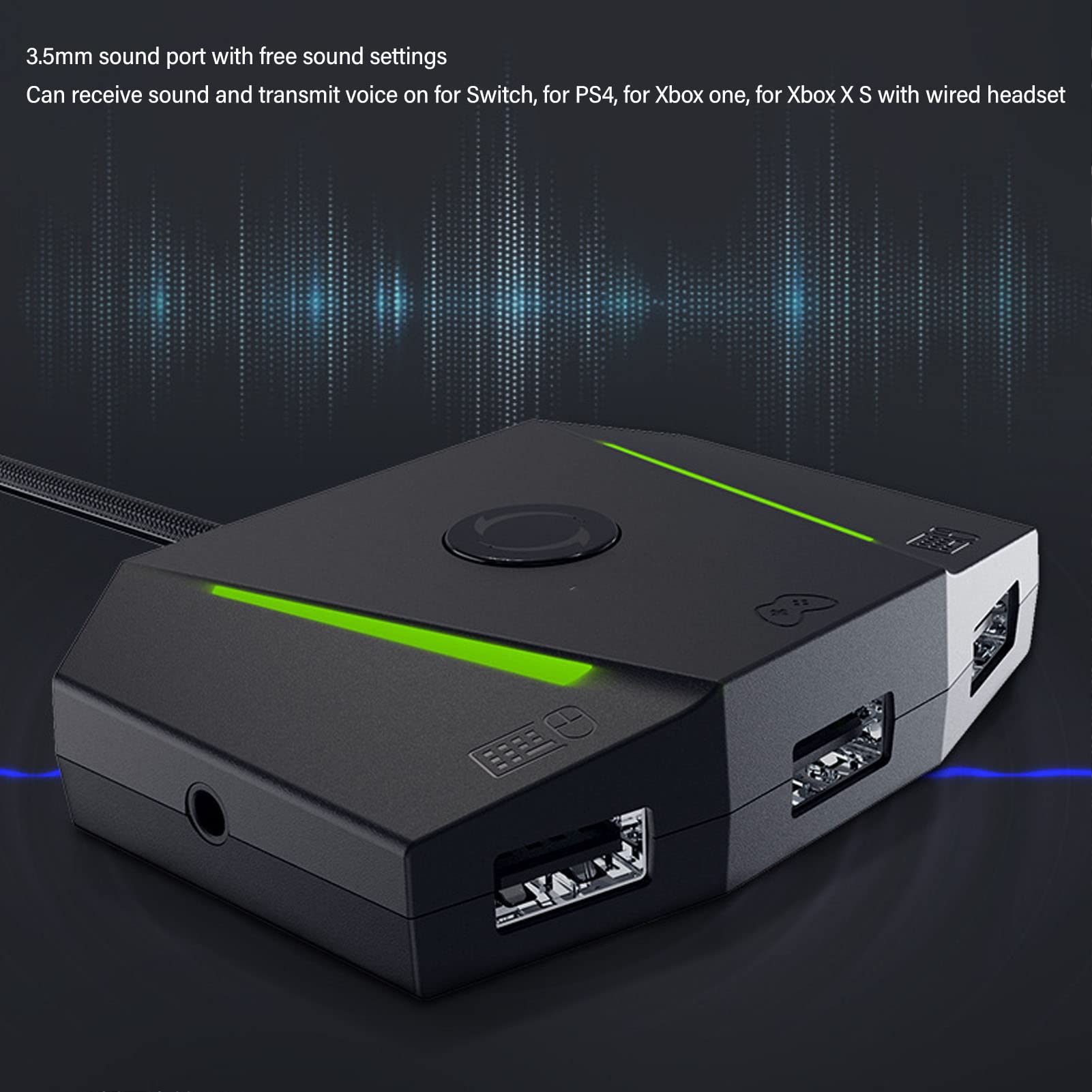 Convertitore Tastiera Mouse, Adattatore Plug and Play per Controller di Gioco con Jack Audio da 3,5 mm per One per Series X S per Switch
