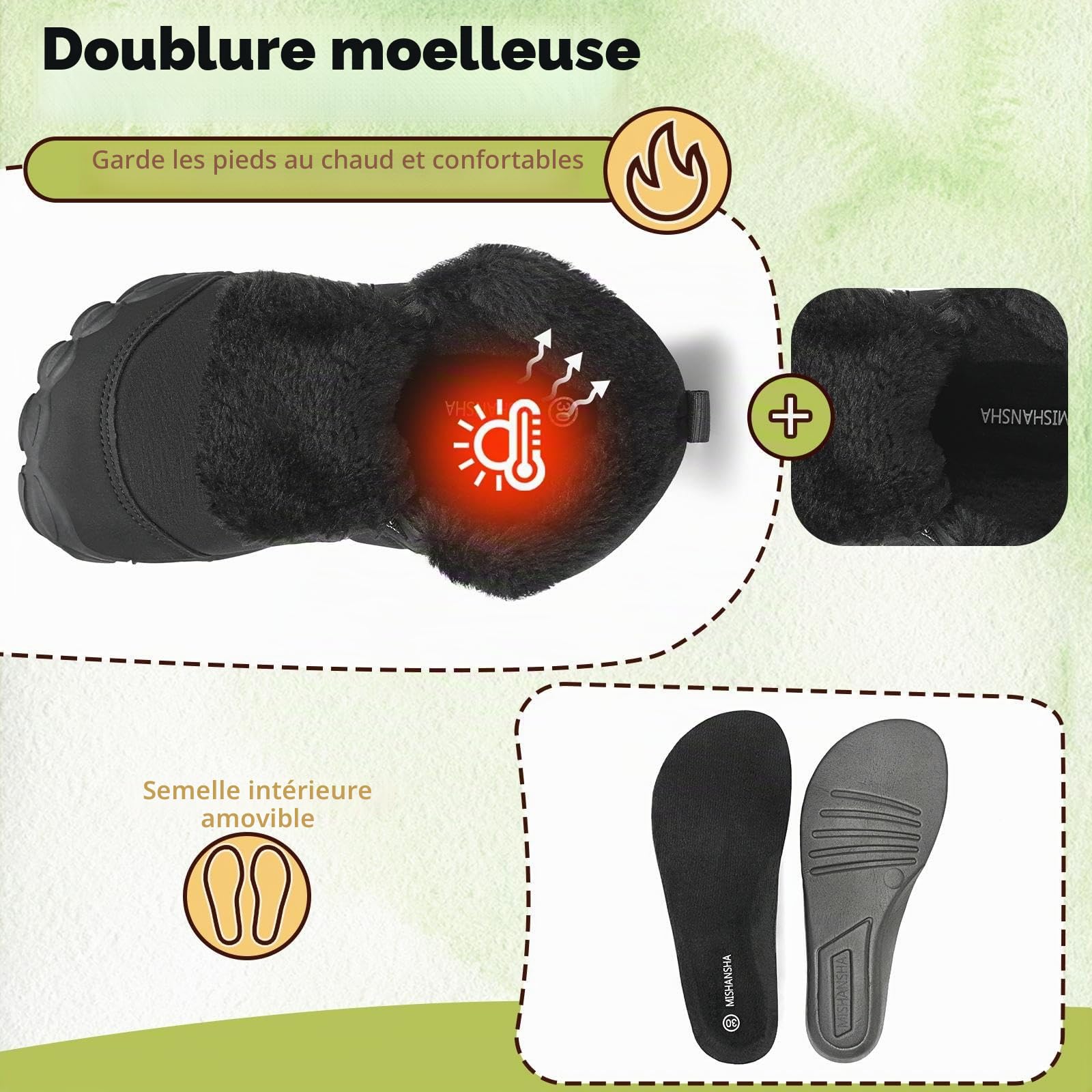 Mishansha Bottines de Neige Enfant Chaussure Barefoot | Hiver Garçon Bottes d'hiver Fille， Chaussures de Randonné，Chill II，Doublure Chaude，Antidérapante，Léger