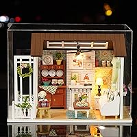 Vista 1 de Kit de casa de muñecas en miniatura para bricolaje, casa de muñecas realista en miniatura 3D de madera, habitación de muñeca con muebles, luces LED