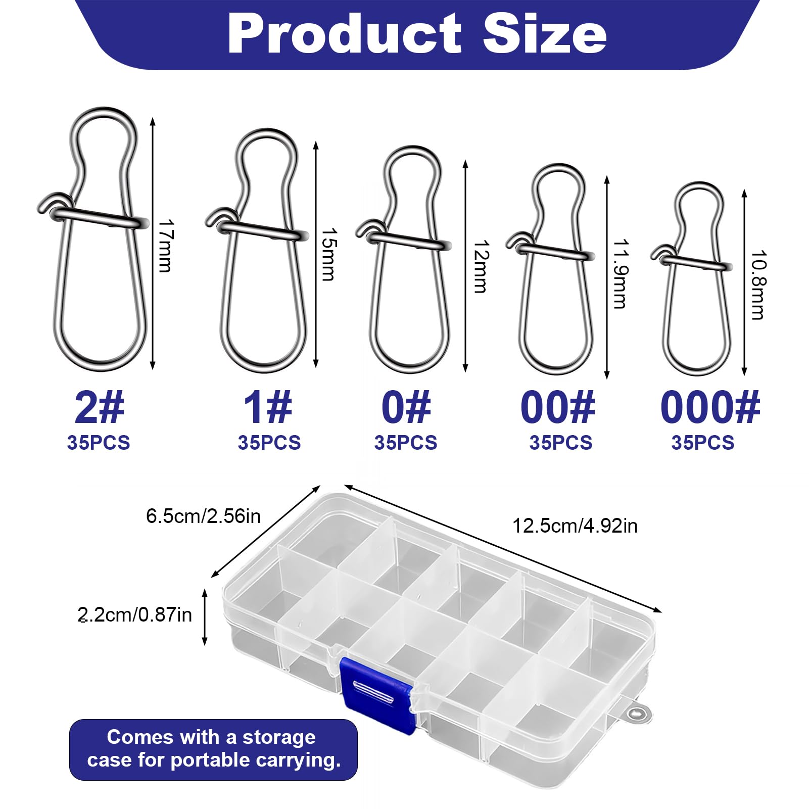 Vakler 175 Pièces/5 Tailles Snap De Pêche Pour Swivels Set 2