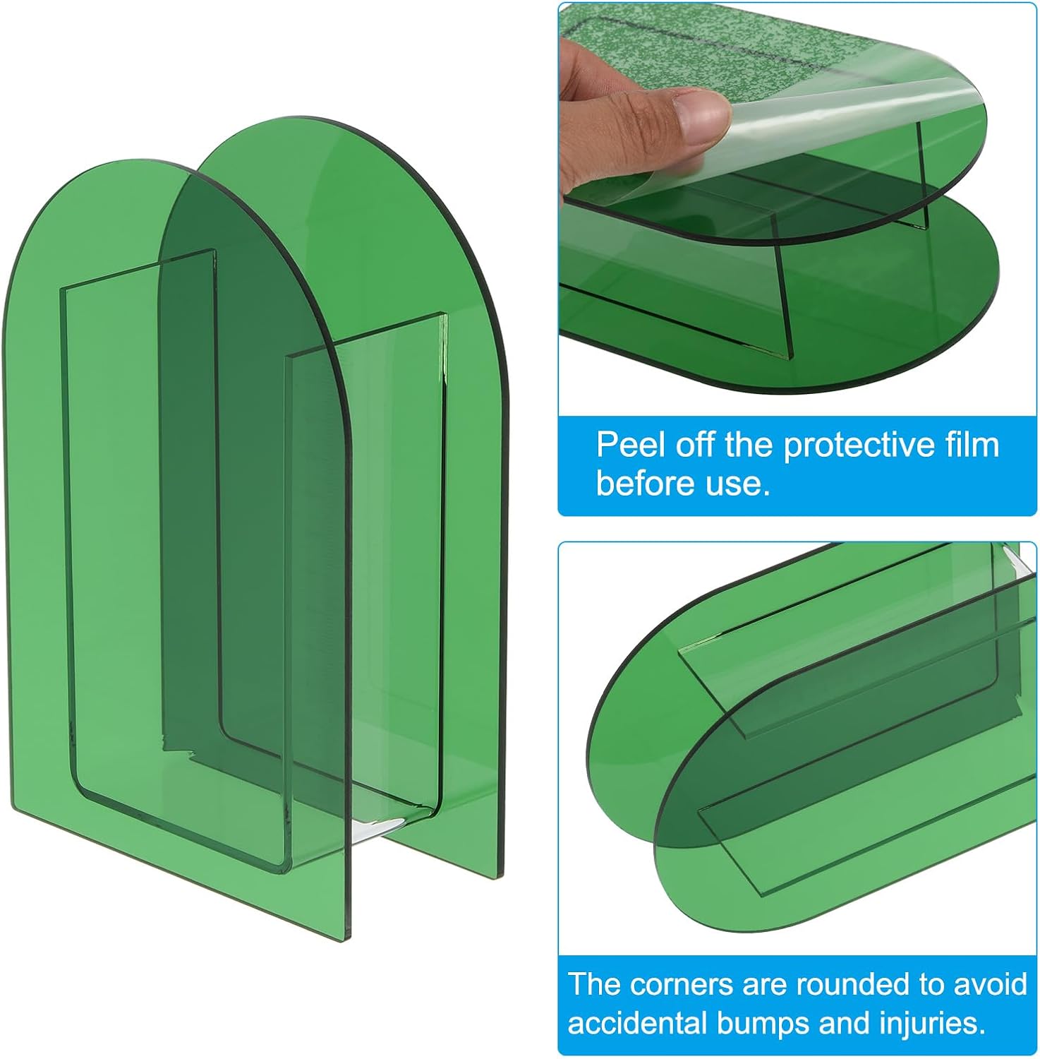 PATIKIL Green Acrylic Arch Vase, 5x2x7, Modern Geometric Plastic Decorative Vase for Table Centerpiece Home Decor