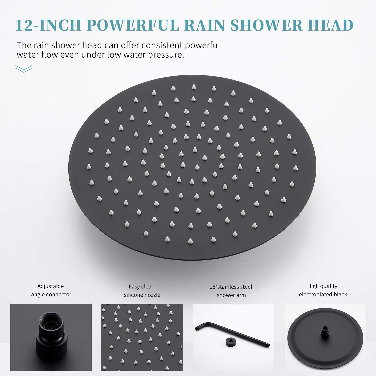 Best Deal Shower System, Wall Mounted Shower Faucet Set for Bathroom with High Pressure 12 Stainless Steel Rain Shower head and 5-Mode Handheld Shower Set, 2 Way Pressure Balance Shower Valve Kit, Matte Black